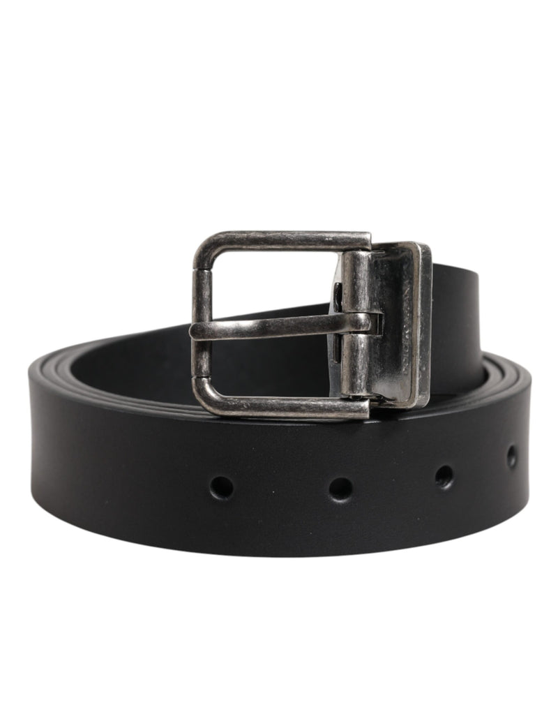 Dolce &amp; Gabbana Zwarte Klassieke Leren Riem met Metalen Gesp