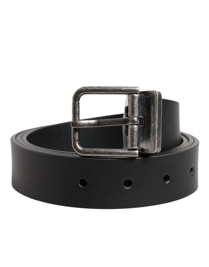 Dolce &amp; Gabbana Zwarte Klassieke Leren Riem met Metalen Gesp