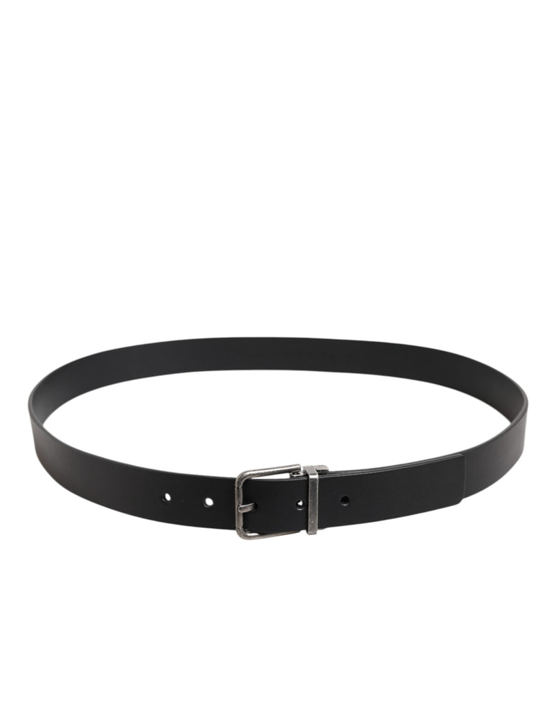 Dolce &amp; Gabbana Zwarte Klassieke Leren Riem met Metalen Gesp