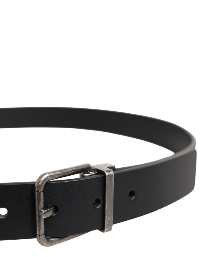 Dolce &amp; Gabbana Zwarte Klassieke Leren Riem met Metalen Gesp