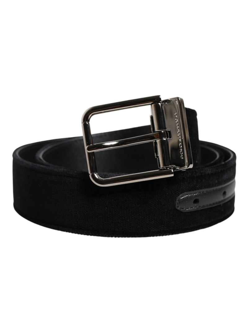 Dolce &amp; Gabbana Zwarte Katoenen Zilveren Metalen Gesp Riem
