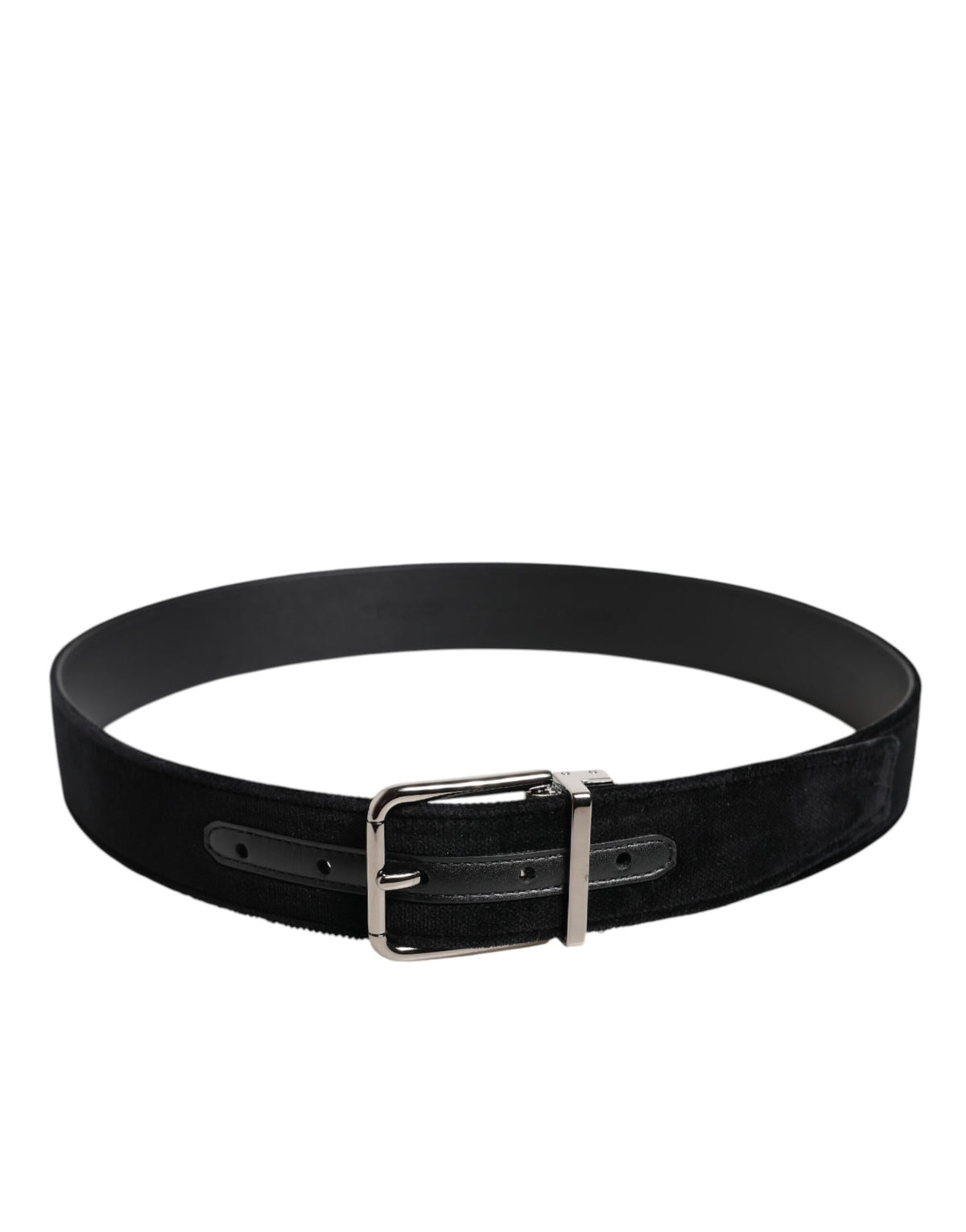 Ceinture Dolce &amp; Gabbana en coton noir avec boucle en métal argenté