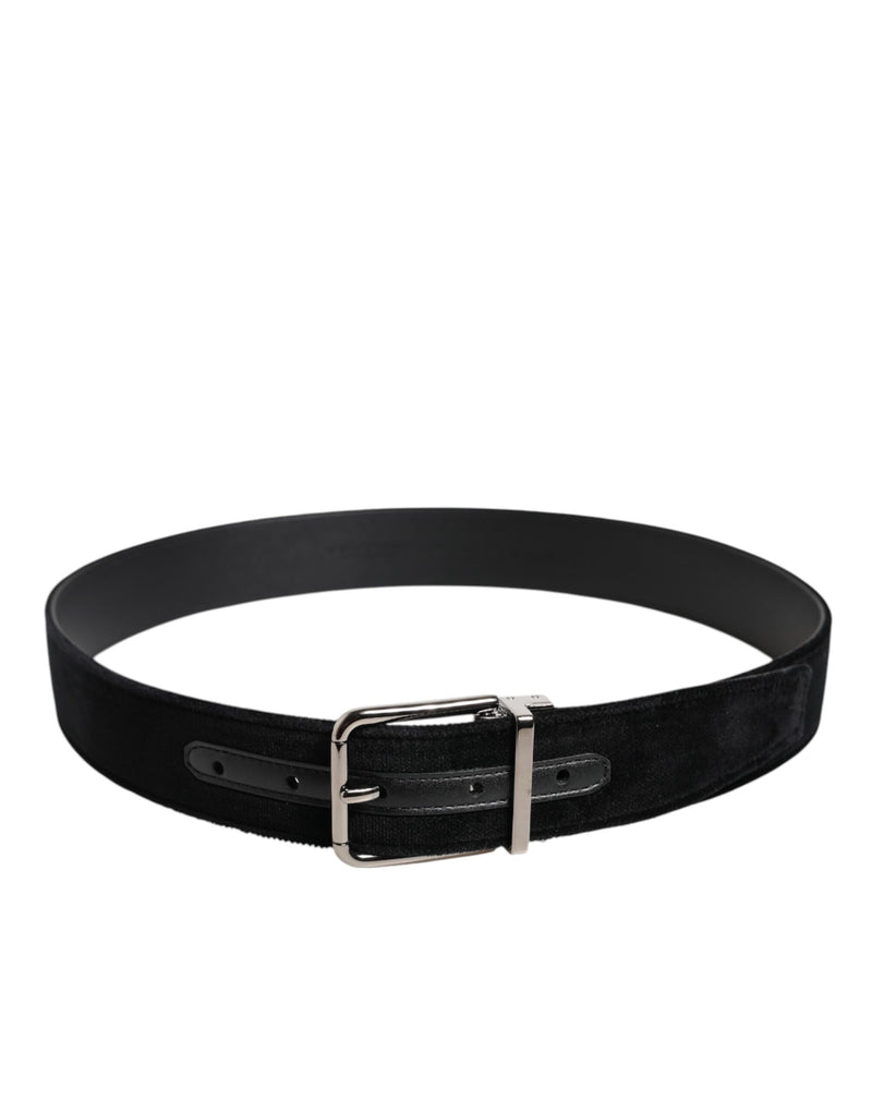 Dolce &amp; Gabbana Zwarte Katoenen Zilveren Metalen Gesp Riem