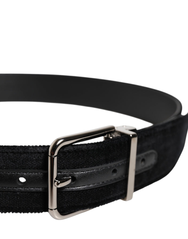 Dolce &amp; Gabbana Zwarte Katoenen Zilveren Metalen Gesp Riem
