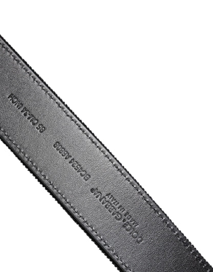 Dolce & Gabbana Zwarte Katoenen Zilveren Metalen Gesp Riem