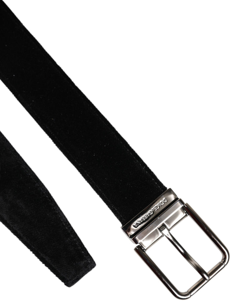 Dolce &amp; Gabbana Zwarte Katoenen Zilveren Metalen Gesp Riem