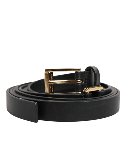 Dolce & Gabbana zwarte leren riem met dubbele band en gouden gesp