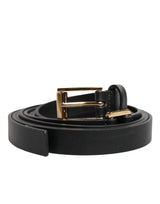 Ceinture en cuir noir à double sangle et boucle dorée Dolce &amp; Gabbana