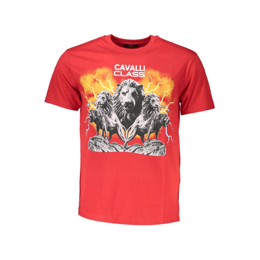 T-shirt homme en coton rouge Cavalli Class