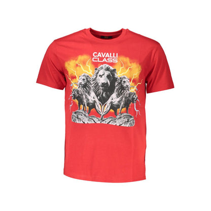 T-shirt homme en coton rouge Cavalli Class