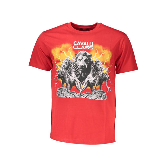 T-shirt homme en coton rouge Cavalli Class