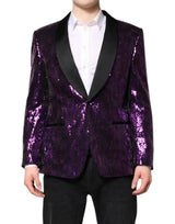 Dolce &amp; Gabbana, veste-manteau SICILIA violette, embellie de paillettes.