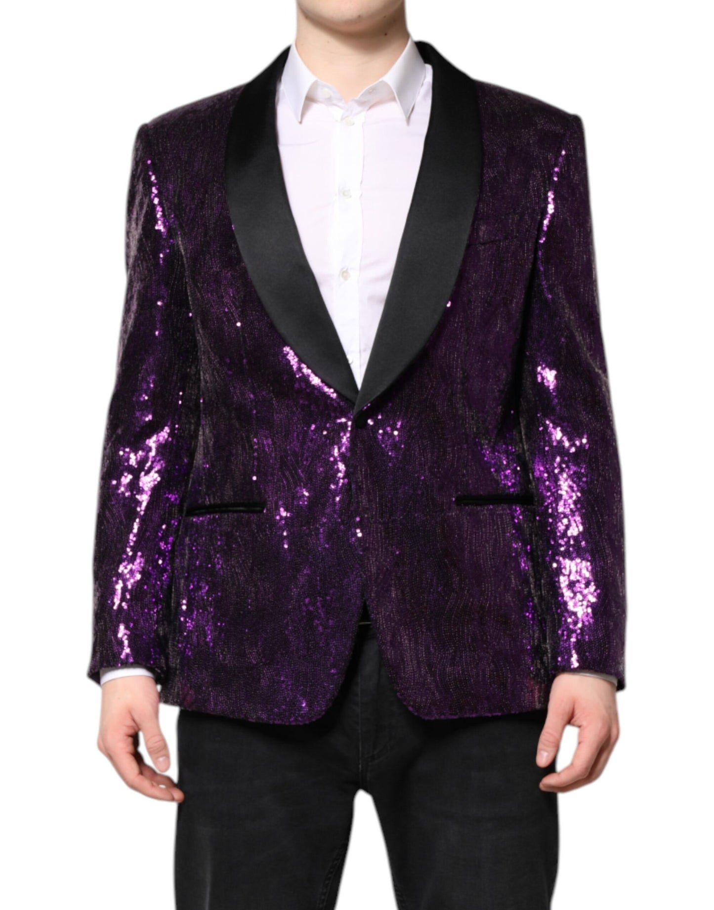Dolce &amp; Gabbana, veste-manteau SICILIA violette, embellie de paillettes.