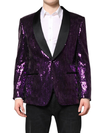 Dolce &amp; Gabbana, veste-manteau SICILIA violette, embellie de paillettes.