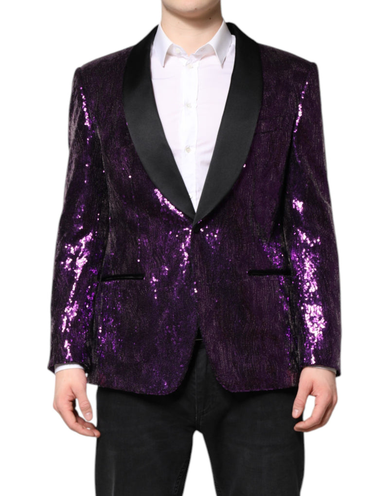 Dolce &amp; Gabbana, veste-manteau SICILIA violette, embellie de paillettes.