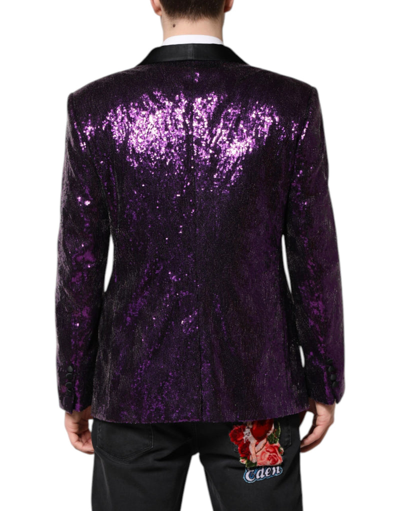 Dolce &amp; Gabbana, veste-manteau SICILIA violette, embellie de paillettes.