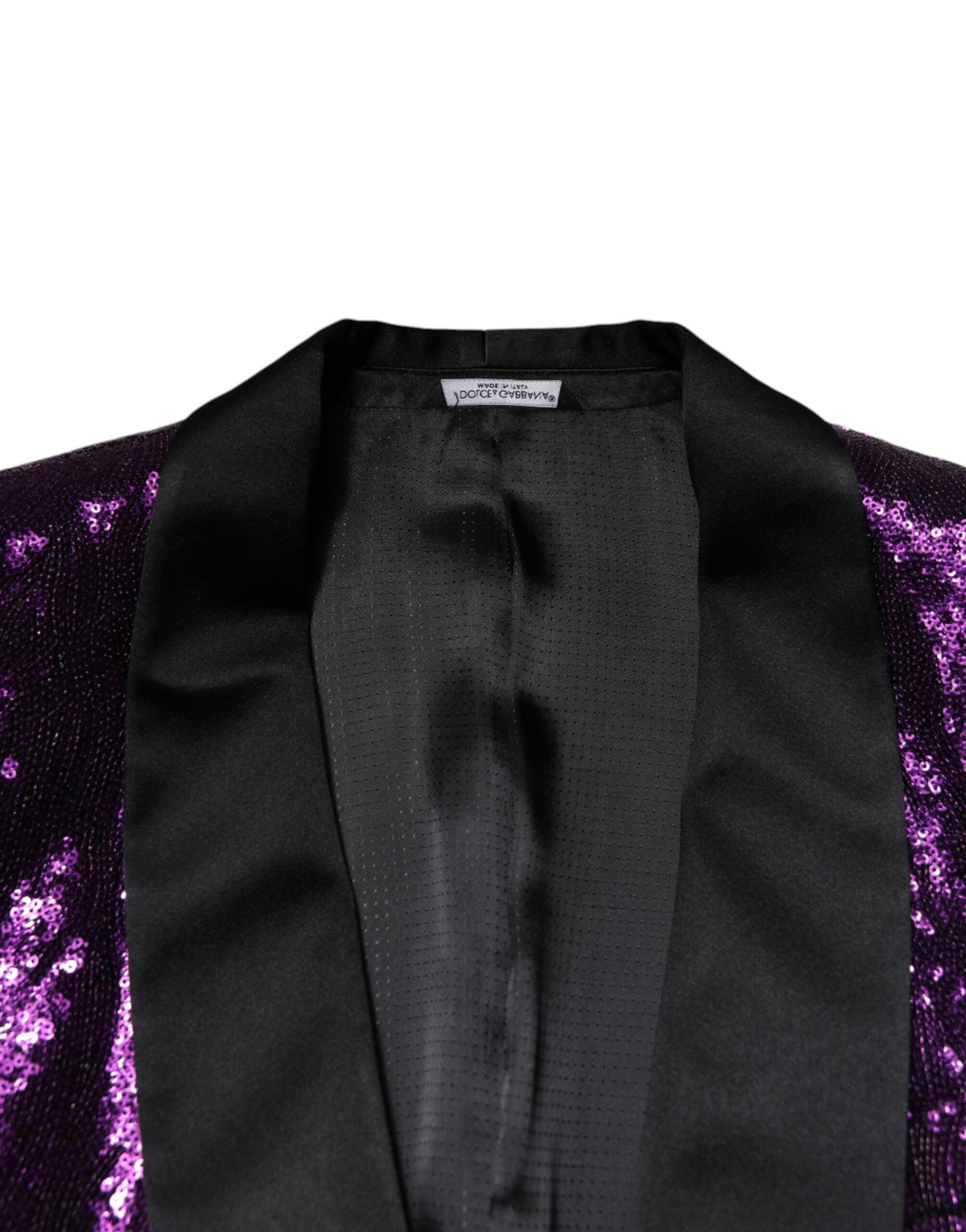 Dolce &amp; Gabbana, veste-manteau SICILIA violette, embellie de paillettes.