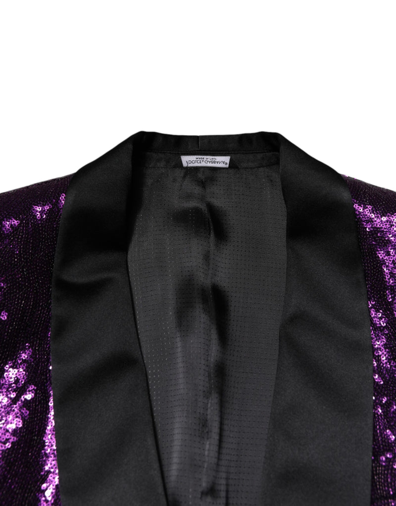 Dolce &amp; Gabbana, veste-manteau SICILIA violette, embellie de paillettes.