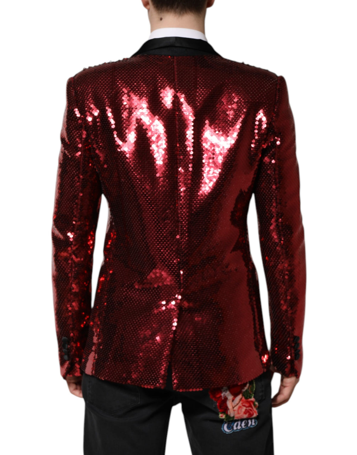 Dolce &amp; Gabbana, veste blazer rouge SICILIA, embellie de paillettes.