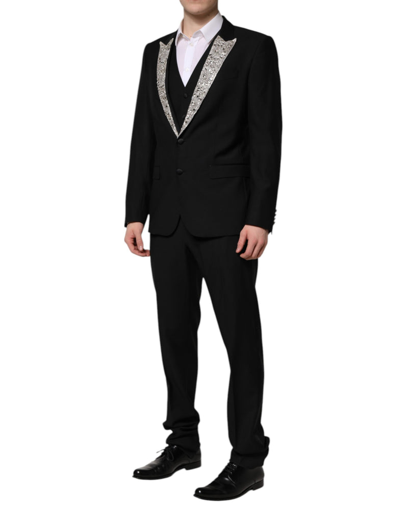 Dolce & Gabbana Black MARTINI Crystal Embellished 3 Pc Suit