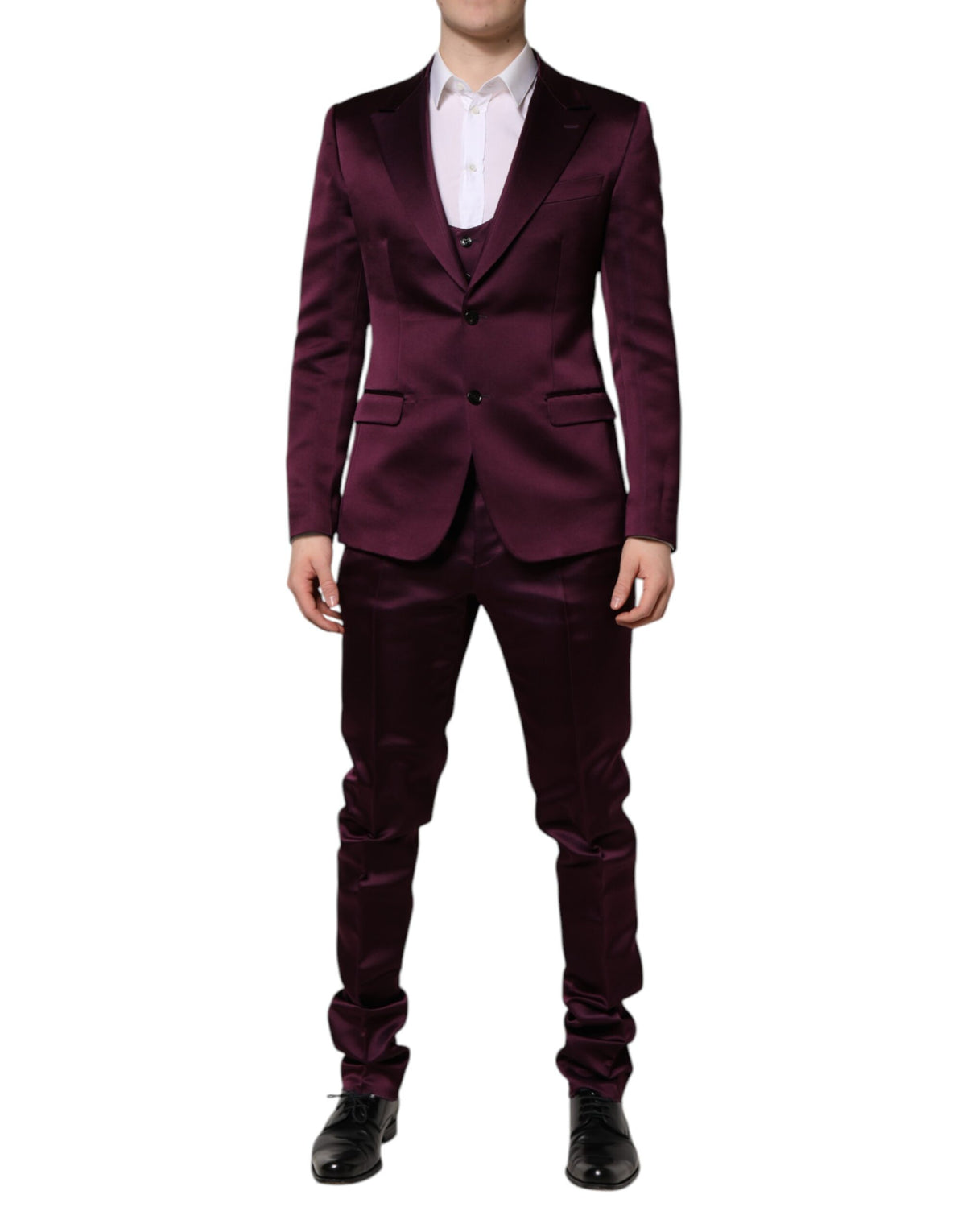 Dolce & Gabbana Costume 3 Pièces en Soie Violet Foncé