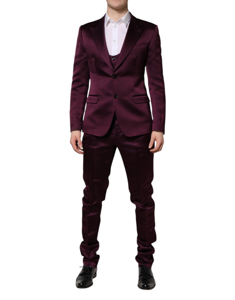 Dolce & Gabbana Costume 3 Pièces en Soie Violet Foncé