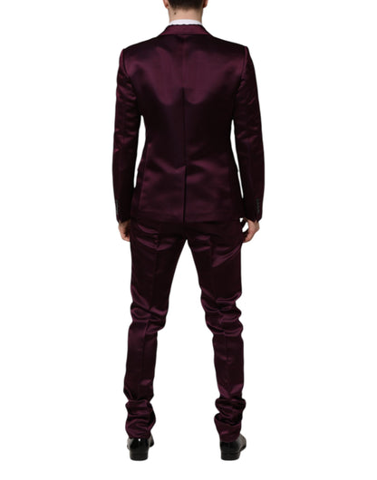 Dolce & Gabbana Dark Purple Silk 3Piece Single Breasted Suit