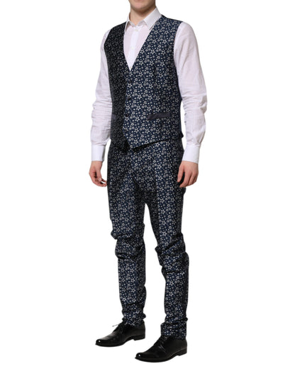 Dolce & Gabbana Blue MARTINI Star Jacquard 3 Piece Suit