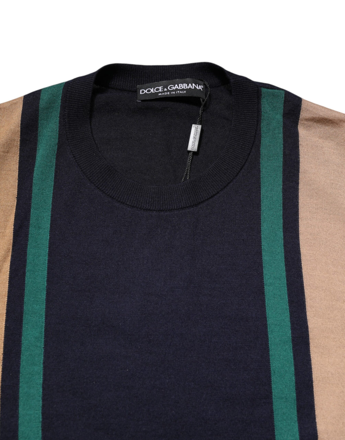 Pull en jersey à rayures multicolores et col rond de Dolce &amp; Gabbana