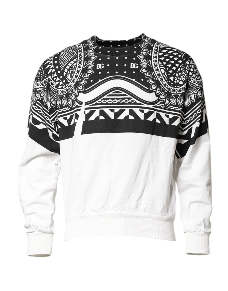 Sweat-shirt en coton noir et blanc à motif bandana pour homme Dolce &amp; Gabbana