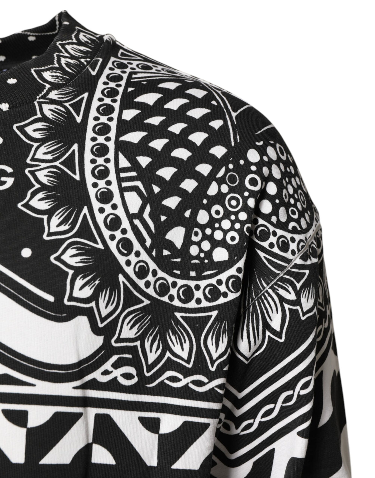 Sweat-shirt en coton noir et blanc à motif bandana pour homme Dolce &amp; Gabbana