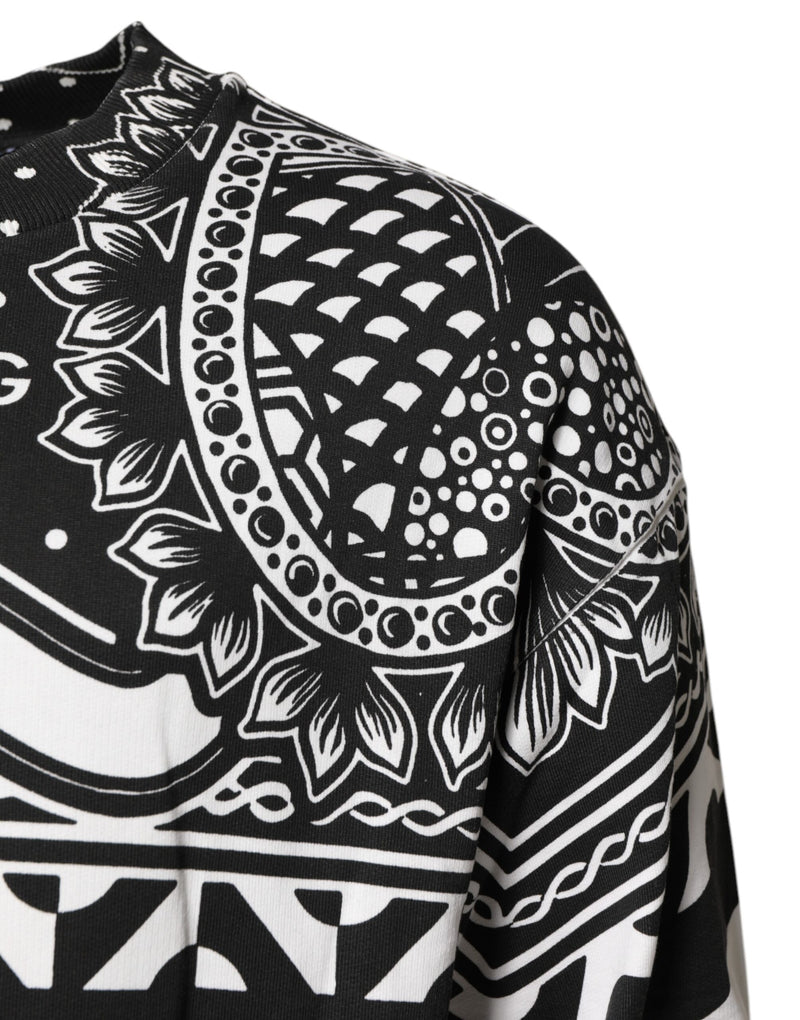 Sweat-shirt en coton noir et blanc à motif bandana pour homme Dolce &amp; Gabbana