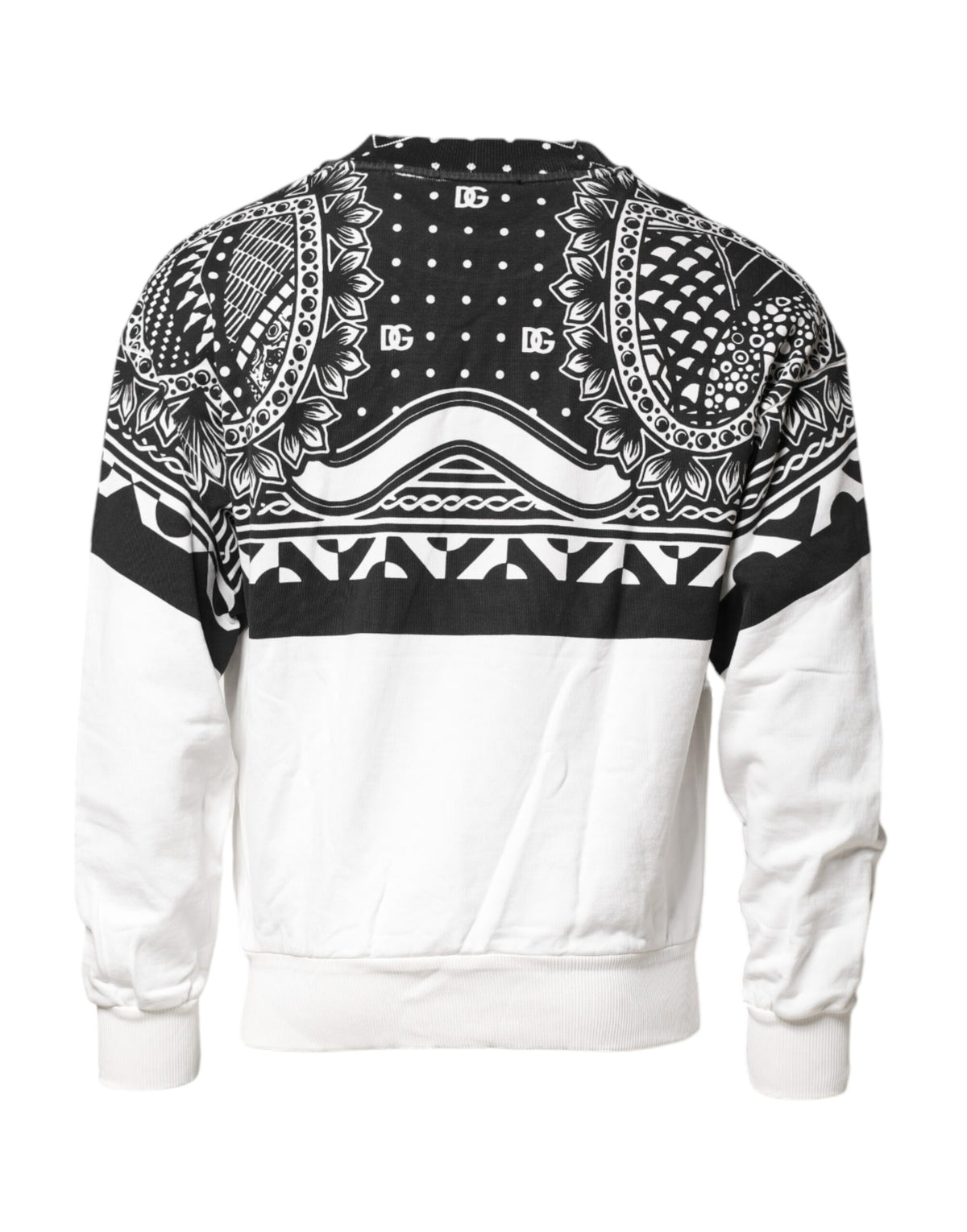 Sweat-shirt en coton noir et blanc à motif bandana pour homme Dolce &amp; Gabbana