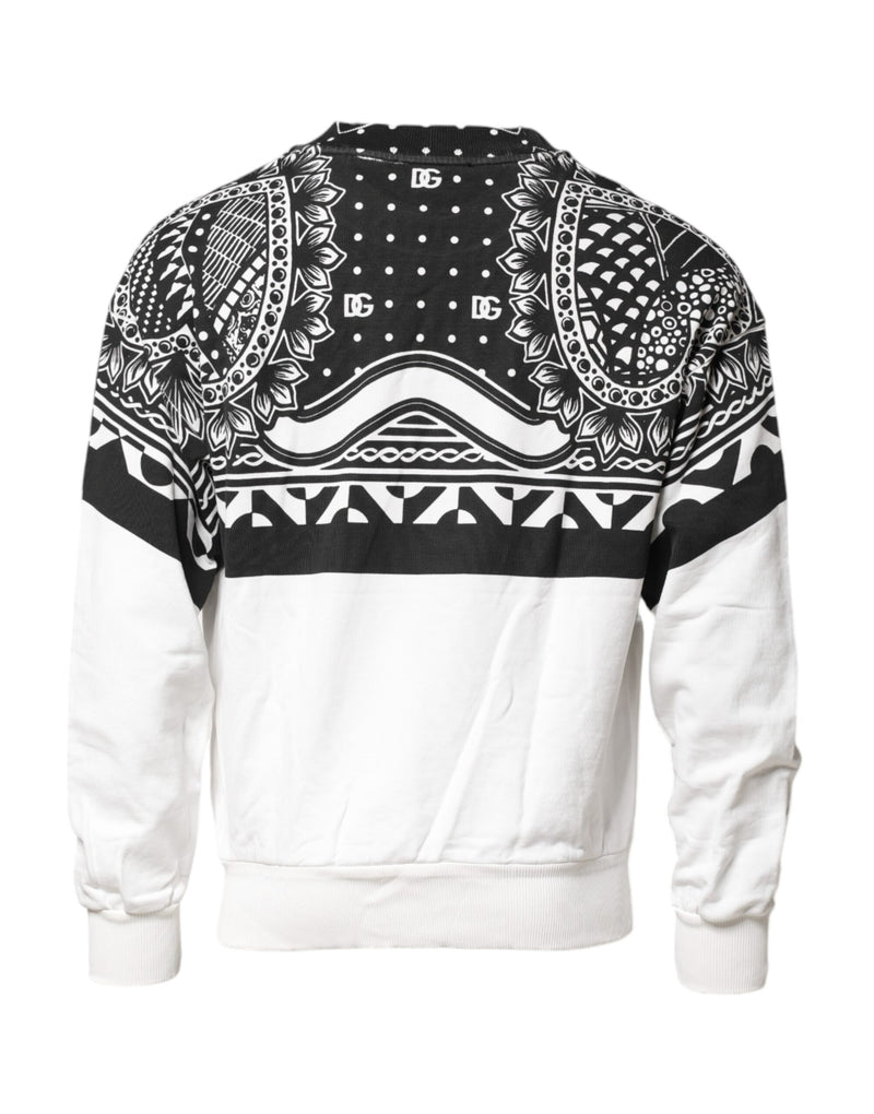 Sweat-shirt en coton noir et blanc à motif bandana pour homme Dolce &amp; Gabbana