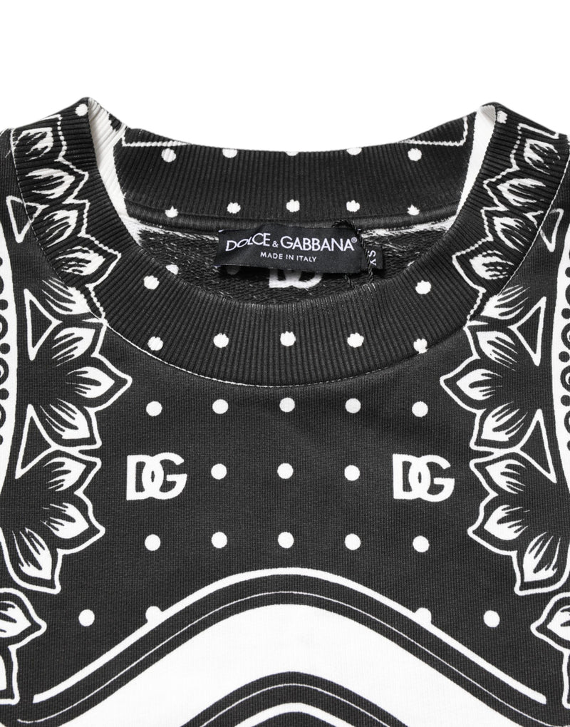 Sweat-shirt en coton noir et blanc à motif bandana pour homme Dolce &amp; Gabbana