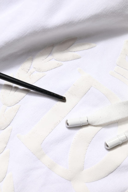 Dolce & Gabbana White Embossed Logo Hooded Sweatshirt Sweater