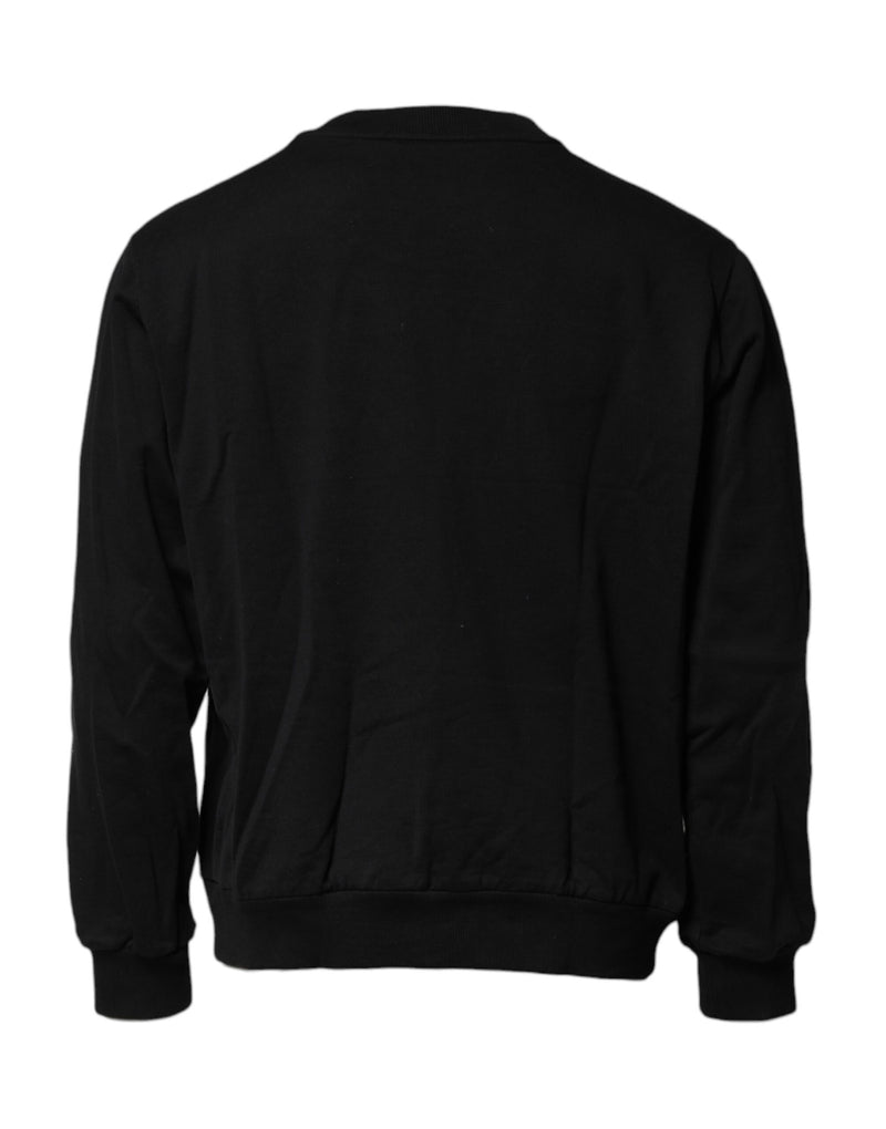 Pull en coton noir brodé du logo Dolce &amp; Gabbana