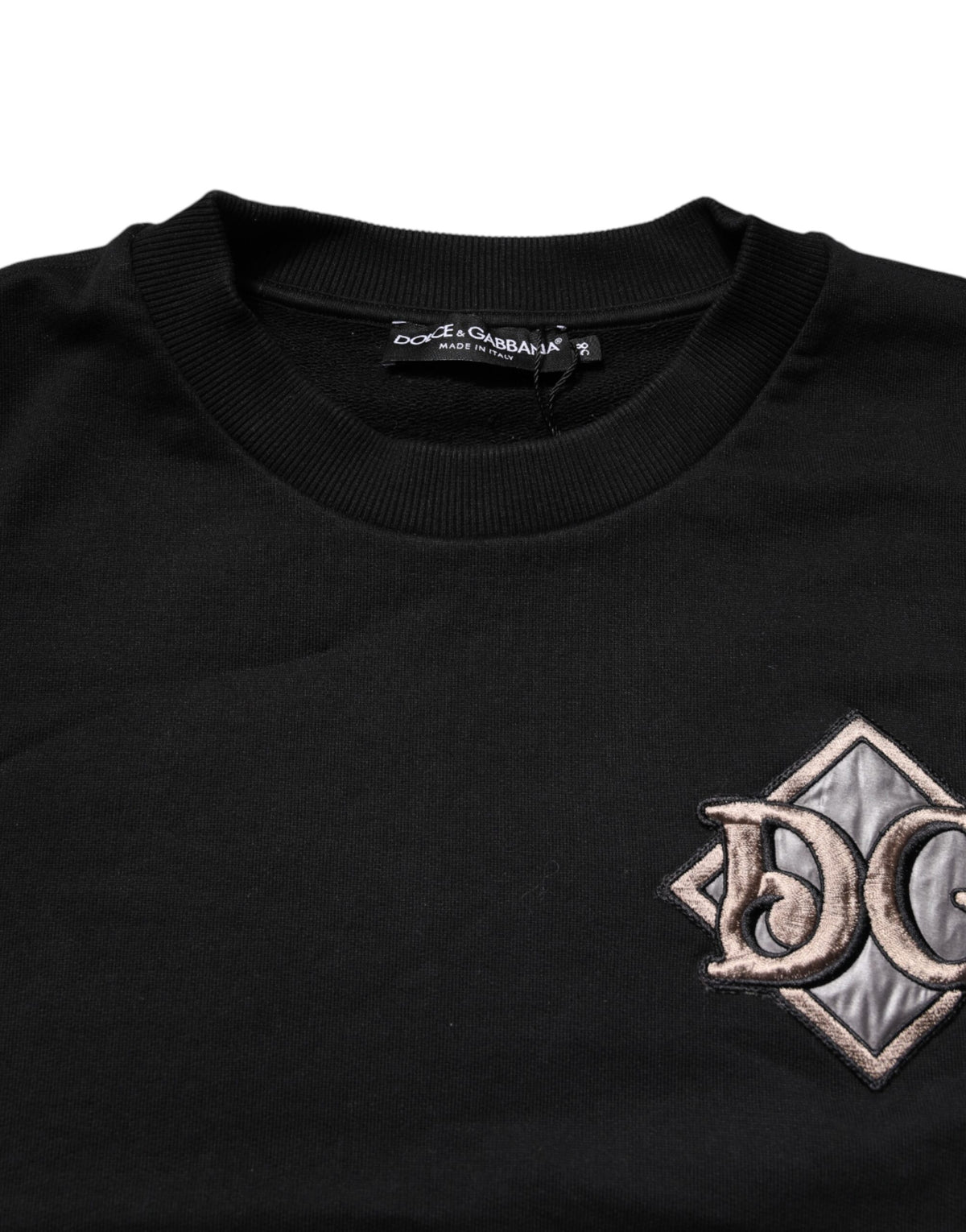 Pull en coton noir brodé du logo Dolce &amp; Gabbana