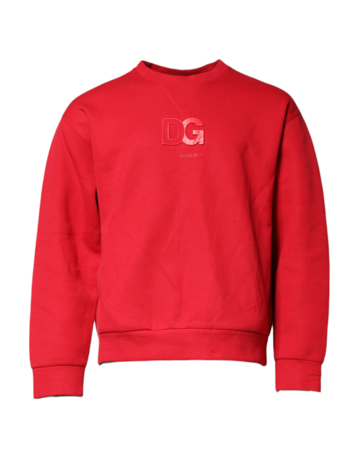 Pull en coton à col rond avec logo rouge en relief de Dolce &amp; Gabbana