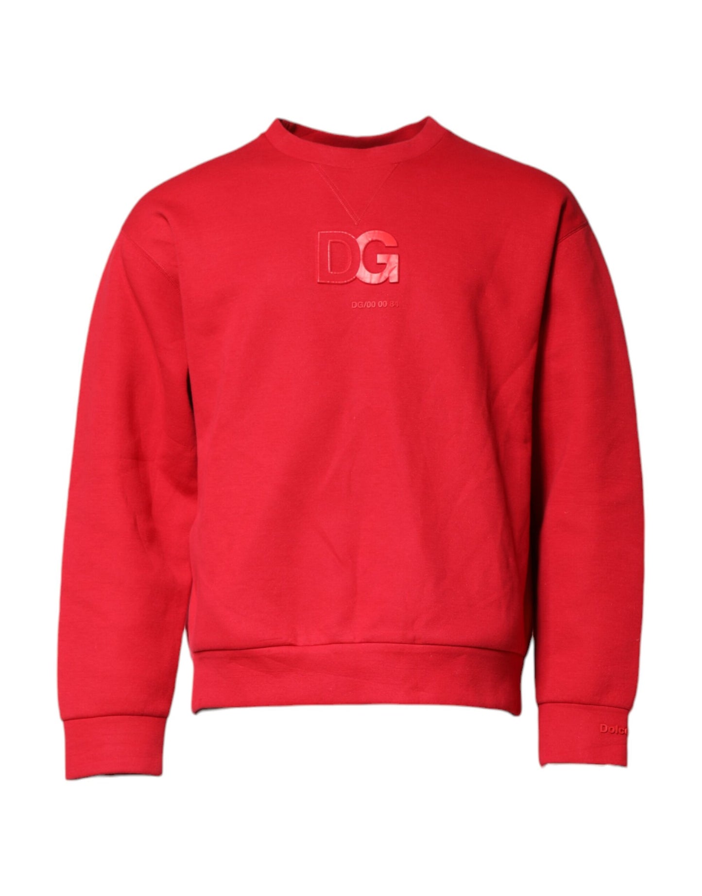 Pull en coton à col rond avec logo rouge en relief de Dolce &amp; Gabbana