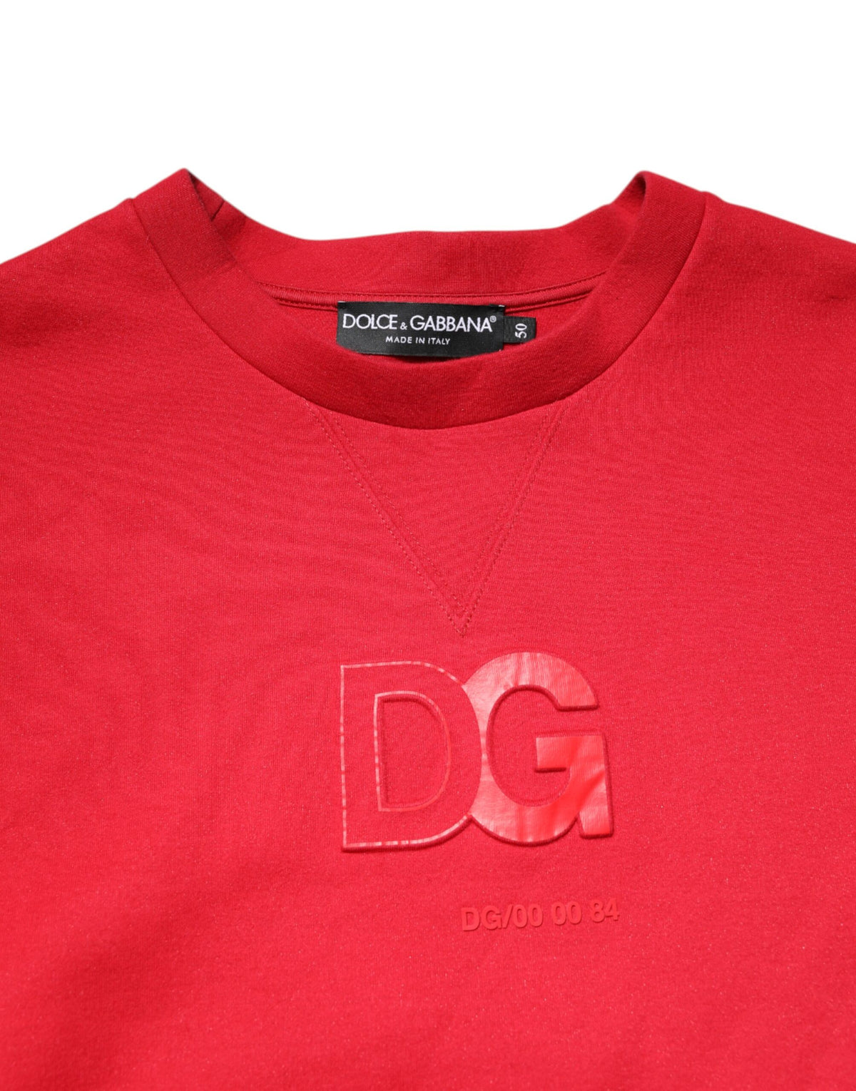Pull en coton à col rond avec logo rouge en relief de Dolce &amp; Gabbana