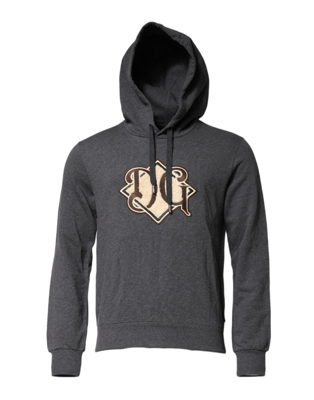 Sweat à capuche en gris avec patch logo Dolce &amp; Gabbana