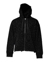 Sweat à capuche zippé noir à imprimé léopard Dolce &amp; Gabbana