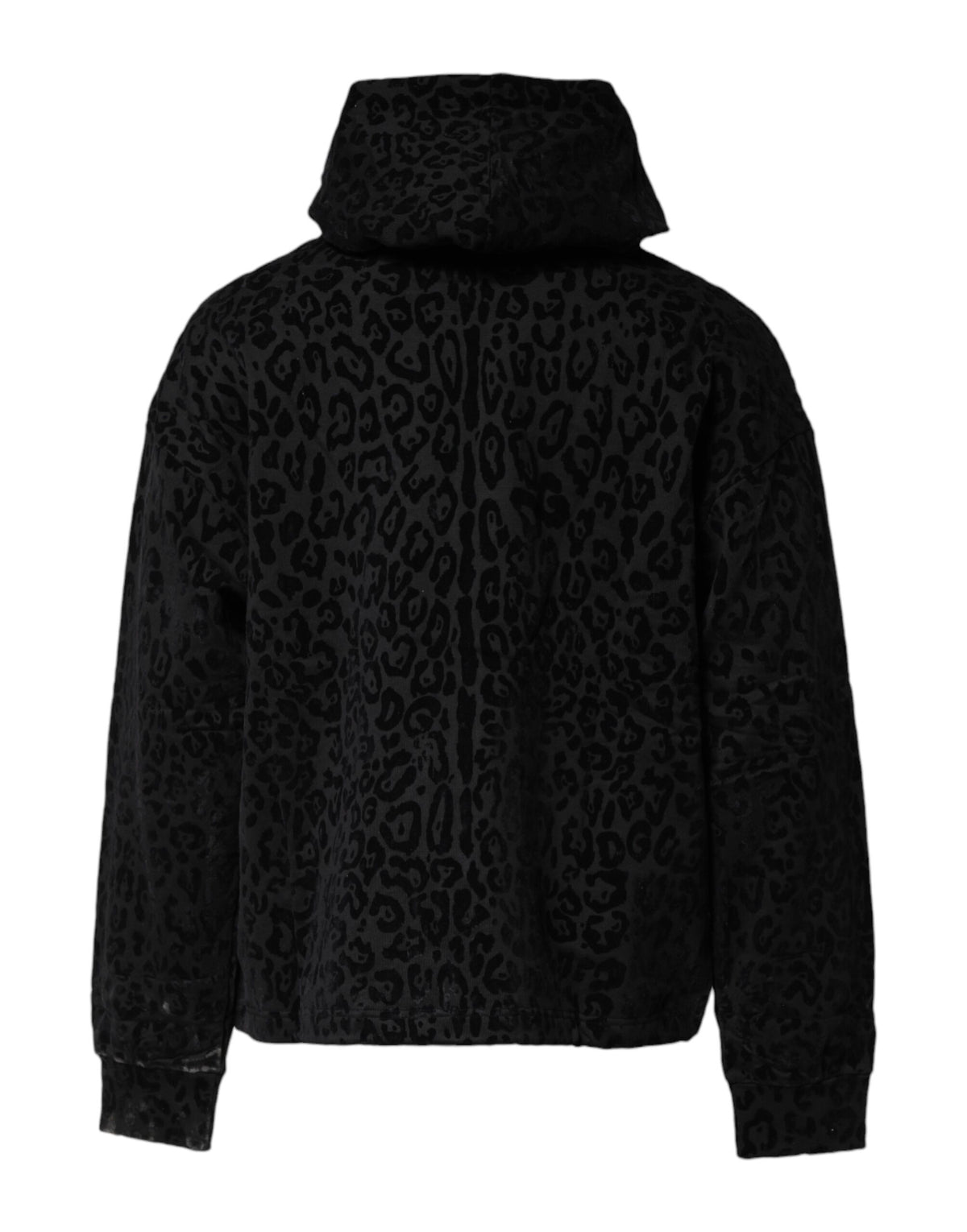 Sweat à capuche zippé noir à imprimé léopard Dolce &amp; Gabbana
