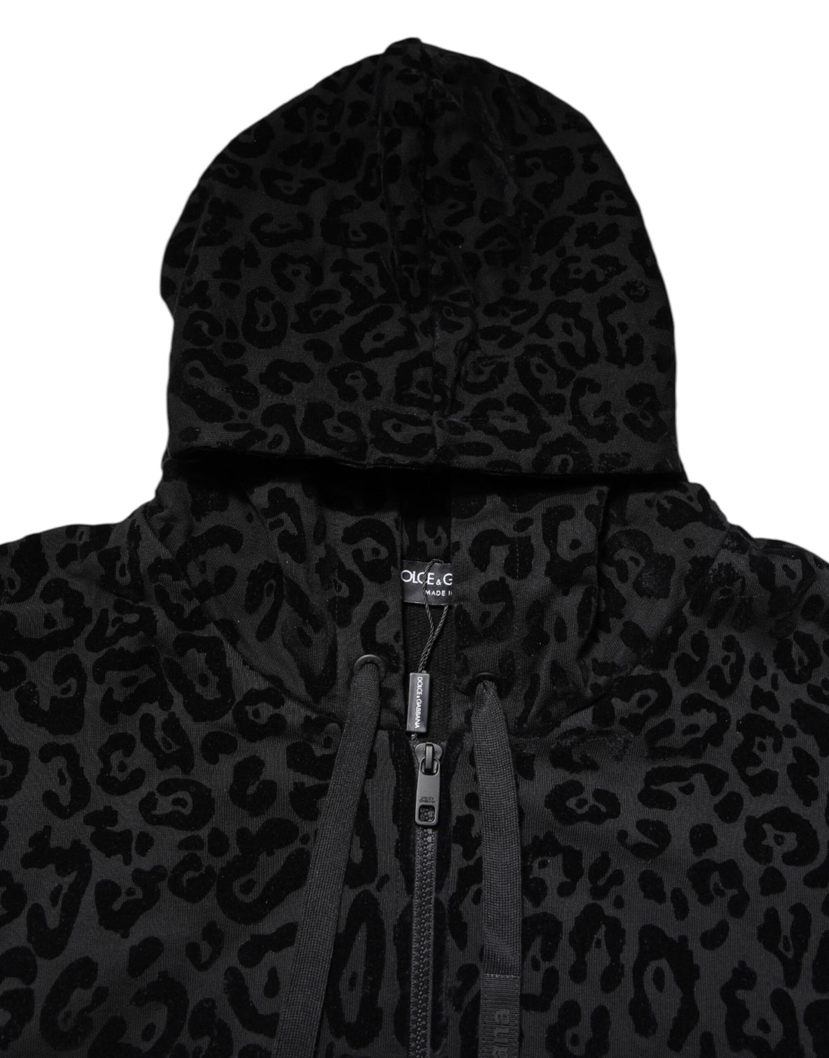 Sweat à capuche zippé noir à imprimé léopard Dolce &amp; Gabbana