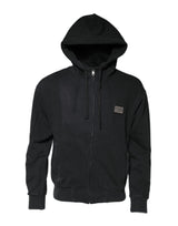 Sweat à capuche homme Dolce &amp; Gabbana noir avec logo et fermeture éclair intégrale