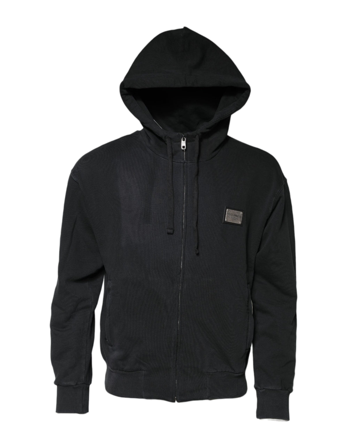 Sweat à capuche homme Dolce &amp; Gabbana noir avec logo et fermeture éclair intégrale