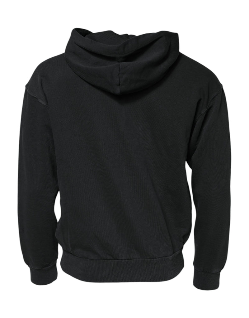 Sweat à capuche homme Dolce &amp; Gabbana noir avec logo et fermeture éclair intégrale