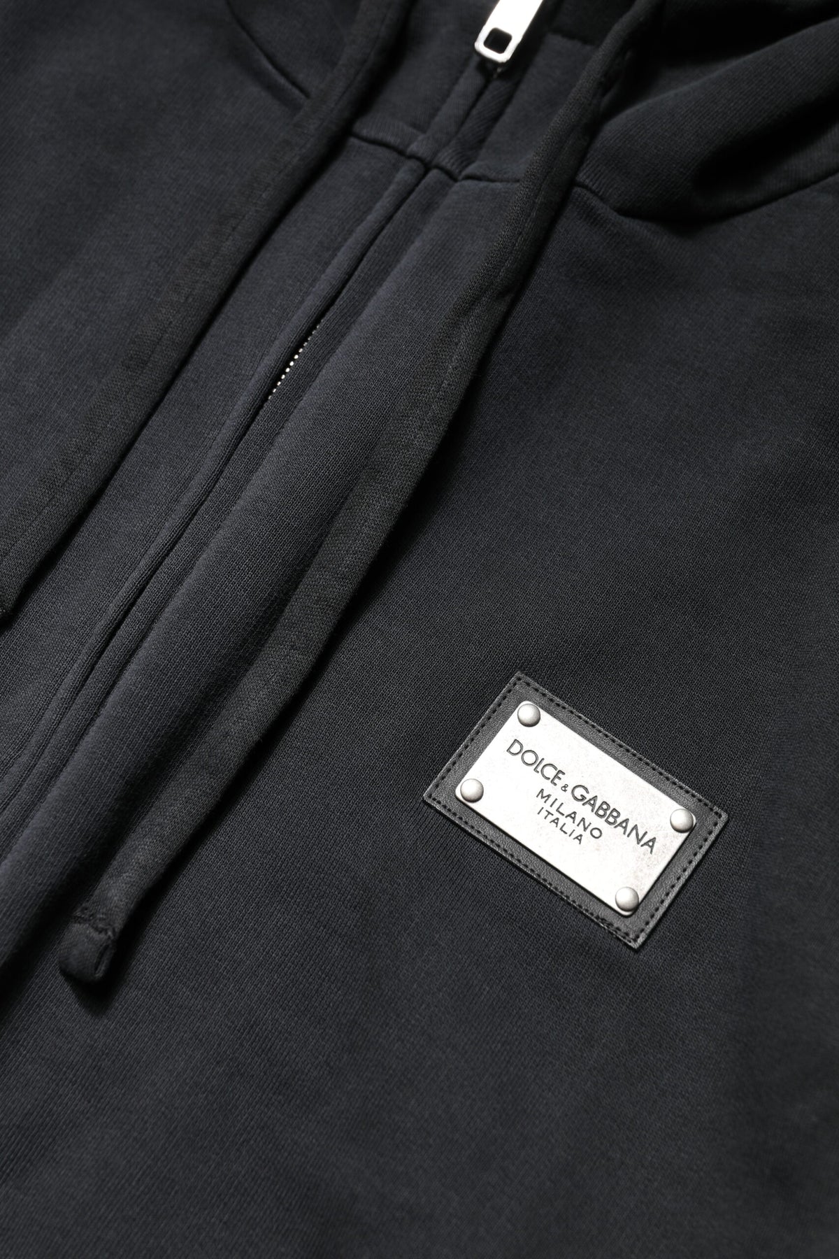 Sweat à capuche homme Dolce &amp; Gabbana noir avec logo et fermeture éclair intégrale