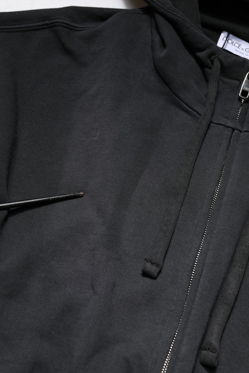 Sweat à capuche homme Dolce &amp; Gabbana noir avec logo et fermeture éclair intégrale